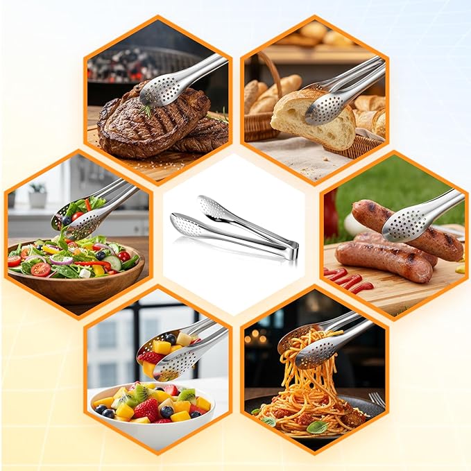 12 Pack Small Serving Tongs Stainless Steel Silver Buffet Utensils Buffet 9 Inch Mini Kitchen Tongs for Tea Coffee Bar Appetizers Salad Wedding Party Banquet Gathering