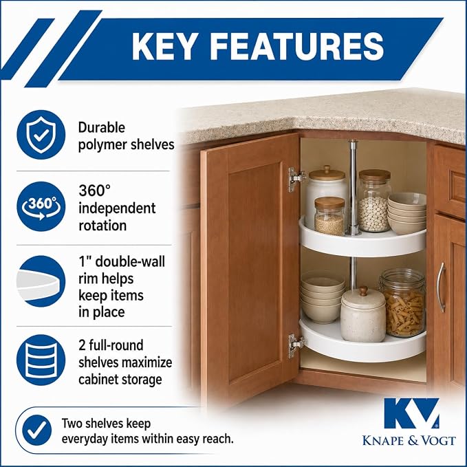Knape & Vogt 24-In 2-Tier Full-Round Lazy Susan, White
