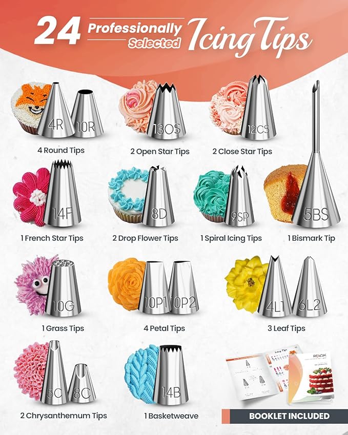 RFAQK 700 PCs Cake Decorating Kit with Baking Supplies Cake Decoration Set including Springform Pans, Cake Turntable, Numbered Piping Tips, Icing Spatulas, Fondant tools & much more (700Pcs)