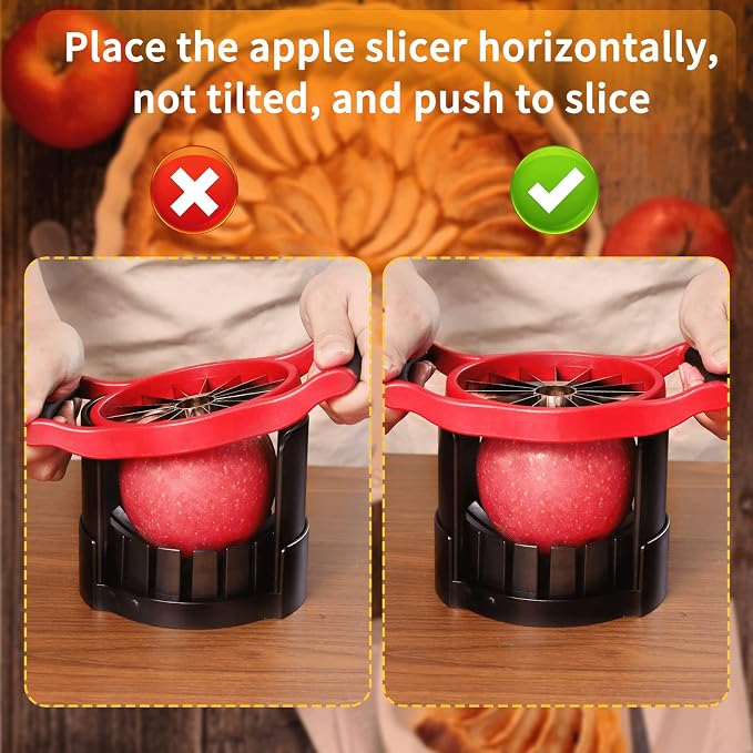 Newness Apple Cutter Slicer, [Upgraded] Cut Apples All The Way Through, [Large Size] 16 Slices HEAVY DUTY Apple and Pear Corer Divider with Base, Stainless Steel Kitchen Tools Fruits Peeler, Wedger…