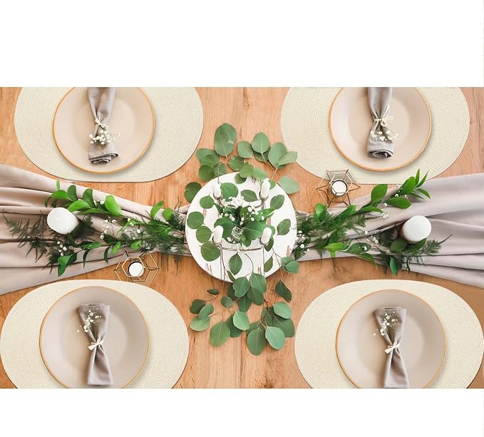 AHHFSMEI Placemats Set of 4 for Dining Table Washable Woven Non-Slip 18x12 inches Placemat Heat-Resistant Durable Table Mats for Dining Table Easy to Clean (Oval Beige, 4)