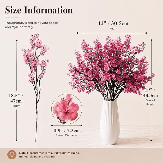 Mandy's Pink Artificial Baby’s Breath Flowers 6 Bundles Silk Gypsophila, 18.5 Inch European Style Modern Home Decor Centerpiece, Neutral Wedding Flower Arrangements