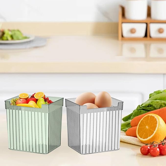 Clear Plastic Storage Bin, Refrigerator Organizer Bin, Translucent Multifunction Freshness Keeping Refrigerator Storage Organizer Bin for Fruits and Vegetables (Dark Green)