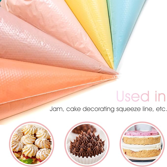 VolksRose 100Pcs Disposable Piping Bags, 24 inch Anti Burst and Non-Slip Pastry Bags, Thicken Cake Decorating Bags Icing Piping Bags for Cake Cupcakes Cookies Frosting, White