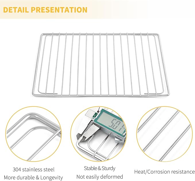 Allstare BOV800XL Pro BOV845BSS Oven Rack Replacement for Breville Smart Oven Parts 304 Stainless Steel Air Fryer Racks SP0002651 Plus BOV810BSS Breville Toaster Oven Wire Baking Rack 2 Pcs