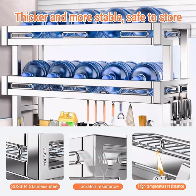 Over The Sink Dish Drying Rack 2 Tier 304 Stainless Steel Multiple Kitchen Dishware Storage Counter Organization Space-Saving with Suction Cup for Plates Bowl(96cm/37.8in)