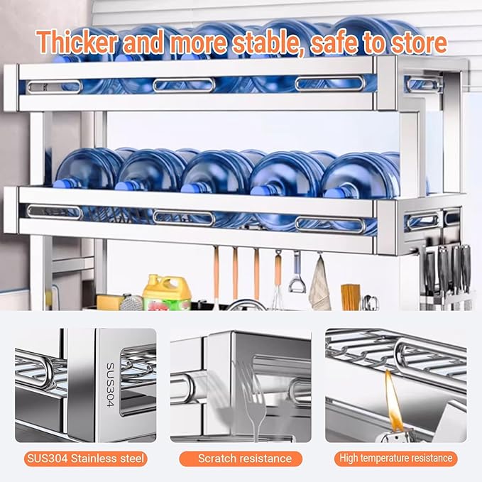 Over The Sink Dish Drying Rack 2 Tier 304 Stainless Steel Multiple Kitchen Dishware Storage Counter Organization Space-Saving with Suction Cup for Plates Bowl(76cm/29.9in)