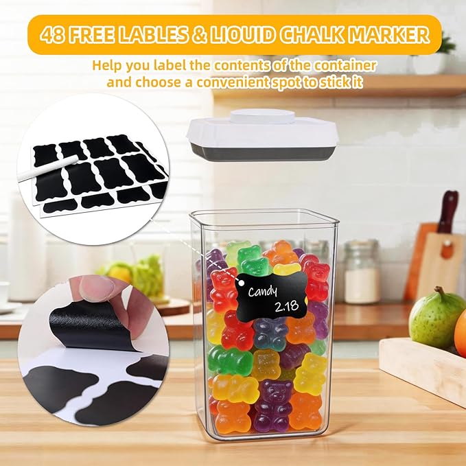 12 Pcs Pop Containers Set, Airtight Food Storage with Lids, Push Button BPA-Free Bulk Set for Large Family & RV, 0.65QT/0.7QT/1.8QT/2.4QT for Cereal, Flour, Sugar, Commercial Kitchen Storage
