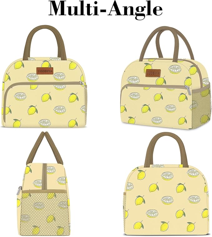 Coobiiya Lunch Bag for Women Men, Cute Lunch Tote Bags Insulated Reusable LunchBox Large Capacity Cooler Bag for Work Travel Picnic Green white