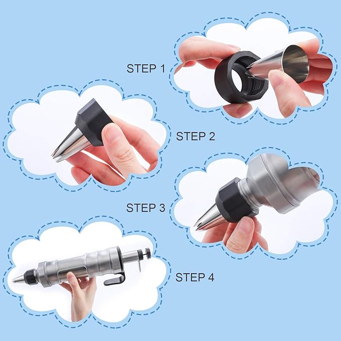 Patelai Cake Decorating Syringe Set, Stainless Steels Dessert Frosting Piping Kit with 6 Icing Piping Tips 3 Cream Scraper for Cupcake Decorating Tools(Black, Blue)