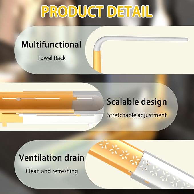 Telescopic Sink Storage Rack with 2 Sponge - Sink Caddy Sponge Holder for kitchen sink (Yellow)