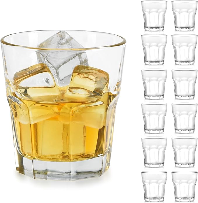 Libbey Gibraltar DuraTuff Rocks Glasses Set of 12, 10 Oz Durable, Restaurant Style Whiskey Glasses Set, Cocktail Drinking Cups for Hosting, Bar Service