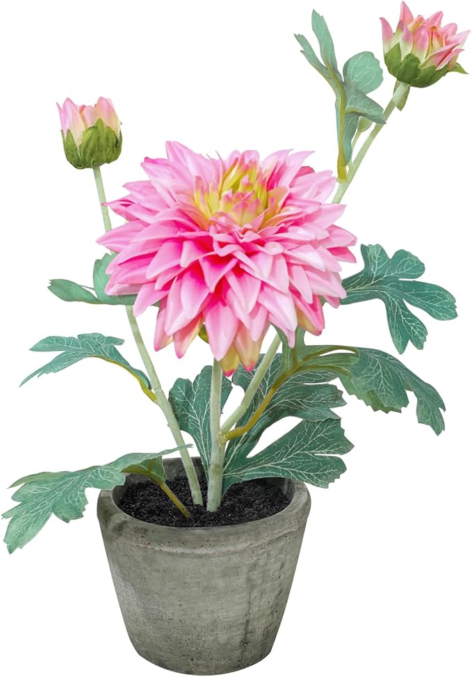 Rose Red Dahlia Flowers Fake Silk Mums Flower Artificial Chrysanthemum Flowers Faux Flowers for Vase Mums in Pot Spring Decor Coffee Table Home Party Decoration