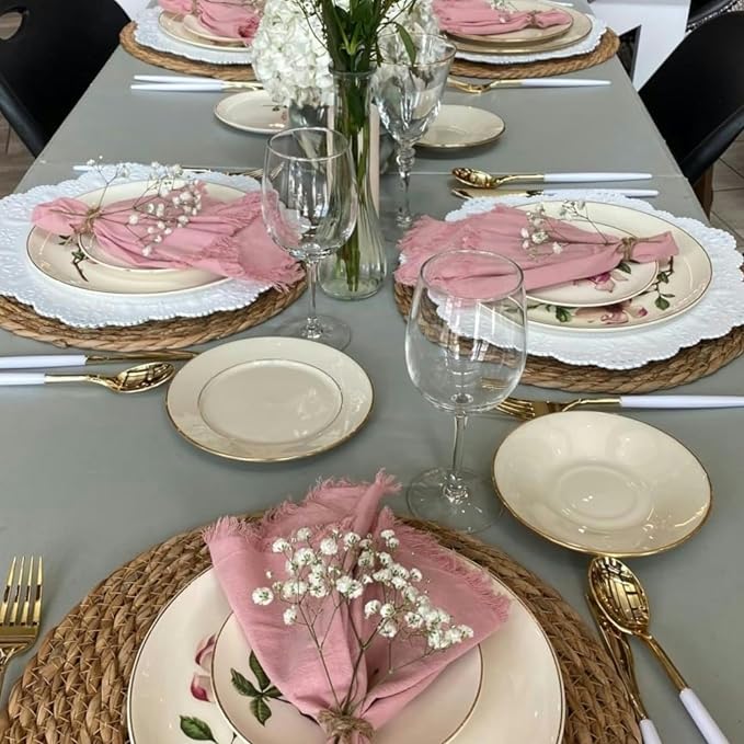 Round Woven Placemats Set of 4, 12" Boho Rattan Placemats Natural Hand-Woven Place Mats Table Decor, Chargers for Dinner Plates, Farmhouse Place Mats, Wicker Table Mats for Dining Table, Home