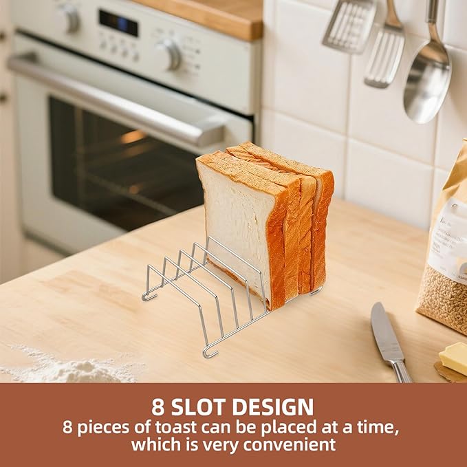 Of 4 Stainless Steel Toasts Rack 8 Slices Bread Holder Air Fryers Accessories Organizers Baking Tool Cooling Rack Kitchen Baking Tool