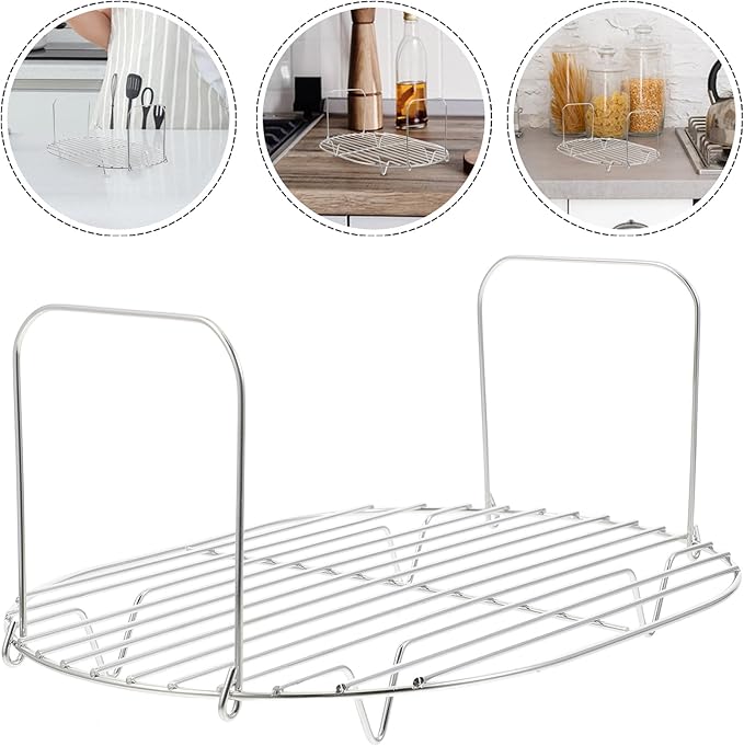 BESTOYARD Steamer Rack with Handle 11.02X7.87X5.11 Inch Metal Cooking Steaming Rack for Slow Cooker Air Fryer Roasting and Cooling Kitchen Use