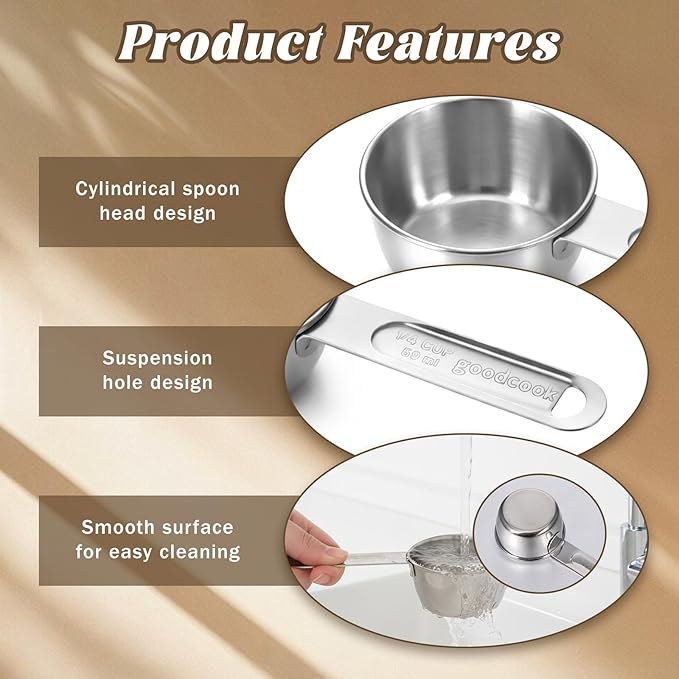 2 Pcs 1/4 Inch Cup Scoop, 60ml 2oz Stainless Steel Measuring Cup Single Measuring Cups Metal Liquid Coffee Measure Scoop for Cooking, Baking, Kitchen Wet and Dry Ingredients, Dishwasher Safe