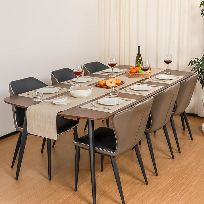 Myir JUN Placemats Set of 6, Vinyl Woven Placemats Place Mats Indoor Washable Table Mats Non-Slip Place mats for Dining Table (A-Beige, Set of 6)