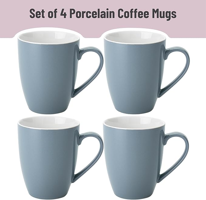 BTaT- Porcelain Coffee Mugs Set, 16 Ounces, 4 Pack, Gray Ceramic Coffee Mugs with Handle, Restaurant Cups for Mocha, Tea, Cappuccino, Cocoa, Cereal, Mug Gift Set, Dishwasher Safe, Mothers Day Gift