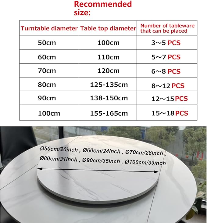 360° Rotating Turntable Round Lazy Susan For Dining Table - 6 Colors Wooden Serving Tray - Sturdy And Easy Cleaning, With Base, Smooth Rotational, Kitchen Serving Plate (Color : Wood, Size : Ø90cm/3