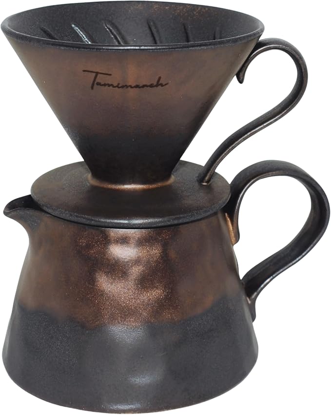 Ceramic Pour Over Coffee Set, Slow Brewing Accessories for Home & Travel (Basalt Shadow)