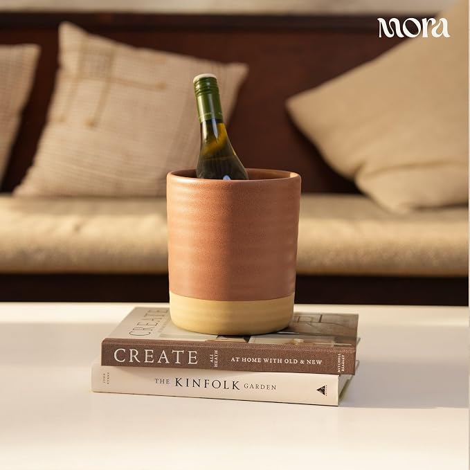 Mora Ceramic Kitchen Utensil Holder - Wooden Spoon & Spatula Crock for Countertop, Modern Farmhouse Home Decor, Large 7.3" Cooking Organizer for Stove Top and Counter - Heavy & Sturdy - Terracotta
