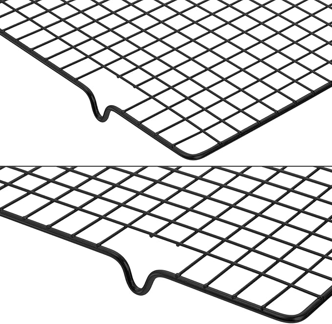Tebery 2 Pack Black Heavy Duty Wire Cooking Rack Baking Racks, 16" x 10" Nonstick Baking & Cooling Grid for Roasting, Cooking, Grilling, Drying
