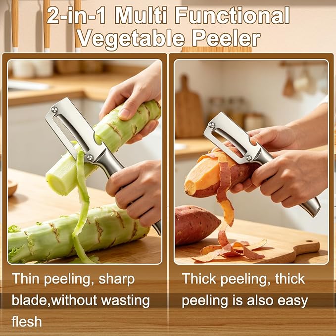 2PCS Multi-Functional Vegetable Peeler for Kitchen,Cabbage Shredder for Coleslaw,2-in-1 Stainless Steel Blade,Vegetable Peelerfor Fruit Apple Potato Pumpkin Slicer