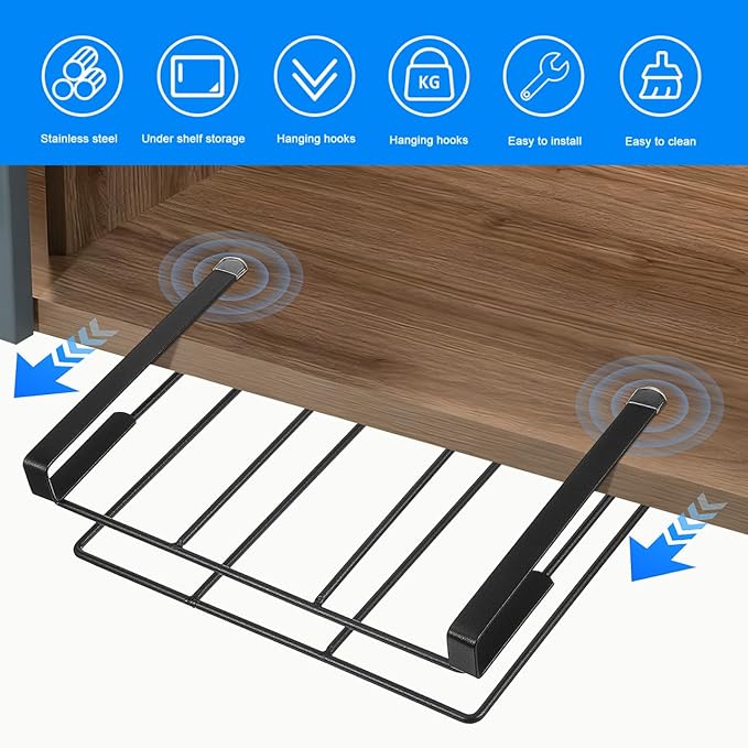 Hanging Cutting Board Rack Cabinet Organizer Metal Holder for Kitchen Supplies Storage with Pot Lid and Mug Space 10.23X9.84X2.75 Inch