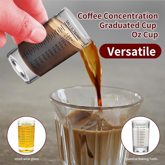 1Pc Shot Glass Measuring Cup, 4 Ounce Heavy Base Jigger, Espresso Shot Glasses, Liquid Cup, Round Shot Glasses, Small Cups for Vodka, Whiskey, Tequila, Espresso, Liquor (1, Black)