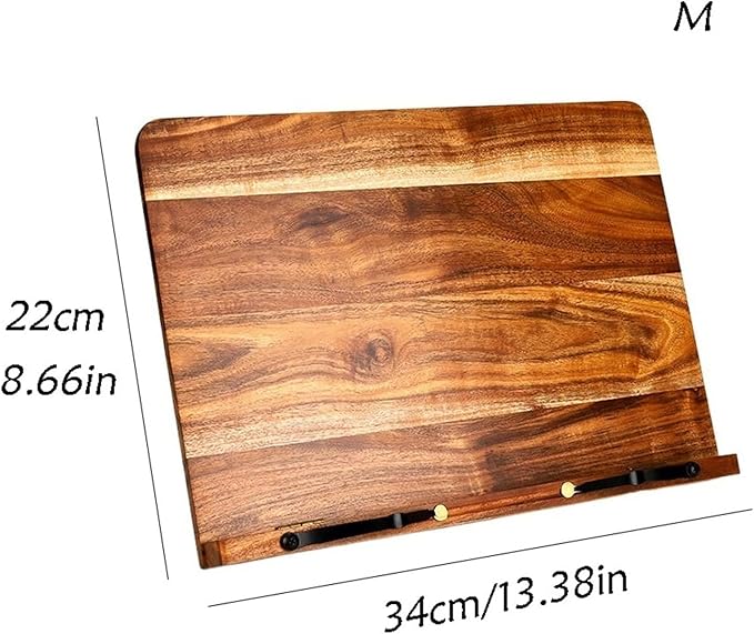 Book Stand Book Holder Tray Wooden Simple Reading Rack Book Holder Practical Small Bookshelf Multi-Function Desktop Music Shelf Cookbook Stand for Kitchen (Size : M)