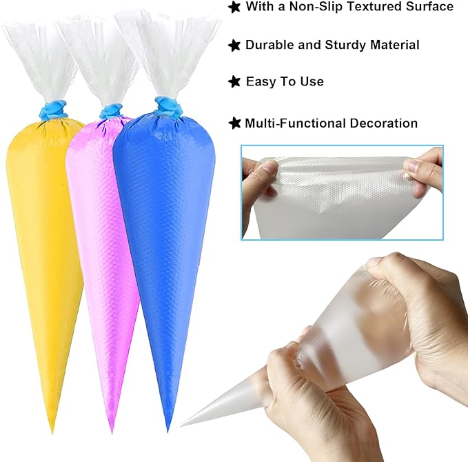 129Pcs Piping Bags and Tips Set - 100 12Inch Disposable Tipless Piping Bags for Royal Icing - Cake Decorating Baking Tools with 7 Frosting Tips, 10 Bag Ties, 2 Scriber Needle,6 Cookie Cutters