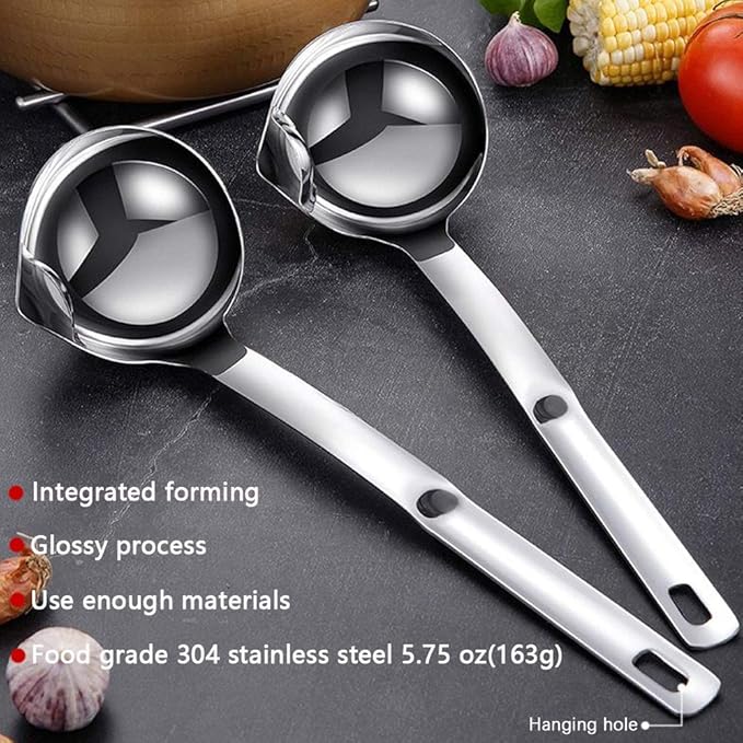 Stainless Steel Oil Separator Soup Ladle Gravy Food Fat Separator Skimmer Spoon Grease Strainer Separater Hot Pot Oil Filter Spoon For Home Kitchen And Cooking,Soup Colander 12 Inch