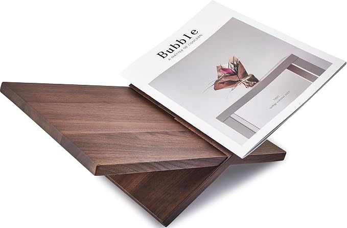 Honygebia Solid Wood Book Stands - Cross Frame Walnut Wooden Book Holder, Open Bookstand for Display and Reading, Suitable for Art, Bible, Cookbook, Easel, Magazine, Textbooks