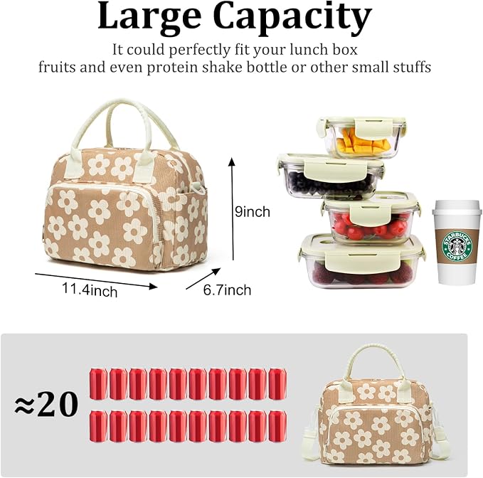 MEXS Insulated Lunch Bag for Women Men Large Reusable Lunch Box Adult Leakproof Portable Cooler Tote Bags for Work Picnic