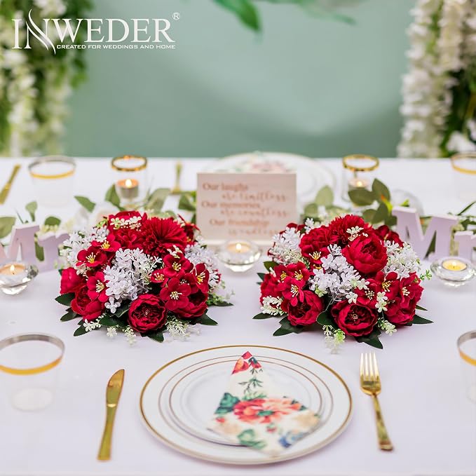 Flower Balls Centerpieces for Tables: 10 PCS Red Roses Flowers for Centerpieces Floral Arrangements Centerpiece for Wedding Party Celebration Home
