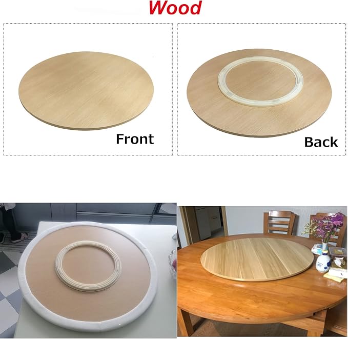360° Rotating Turntable Round Lazy Susan For Dining Table - 6 Colors Wooden Serving Tray - Sturdy And Easy Cleaning, With Base, Smooth Rotational, Kitchen Serving Plate (Color : Wood, Size : Ø90cm/3