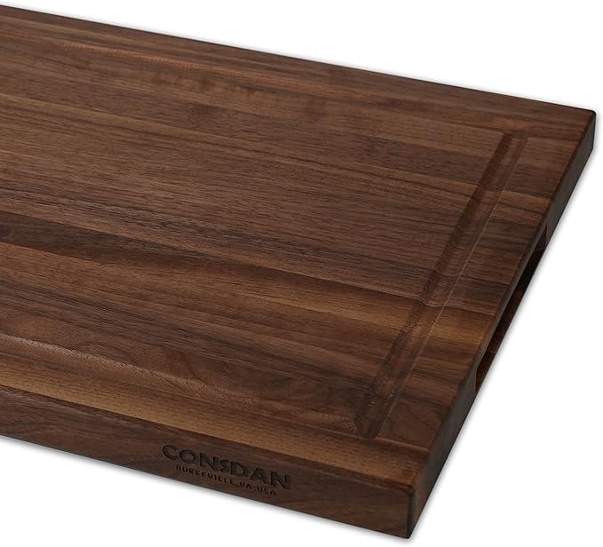 CONSDAN Walnut Cutting Board for Kitchen, USA Grown Hardwood, 16 x 12, with Invisible Inner Handle, Prefinished with Food-Grade Oil, Suitable for Kitchen Edge Grain, 1" Thick