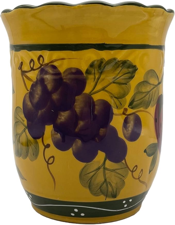 ACK Tuscany Mixed Fruit Hand Painted Ceramic, Utensil Holder, 88439