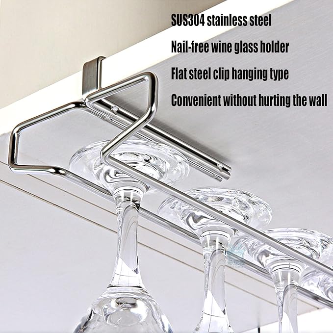 Wine Glass Rack Under Cabinet Metal, Stainless Steel Wire Storage Hanger, Wine Glass Drying Rack, More Convenient To Take And Place, Widen The Mouth Of The Hanging Cup