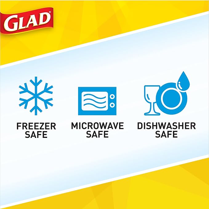 Glad GladWare Design Series Food Storage Containers with Lids, Medium Rectangle BPA Free Plastic for Meal Prep and Lunches, Tight Seal, Microwave and Dishwasher Safe, 24 Oz, 4 Count - 6 Pack