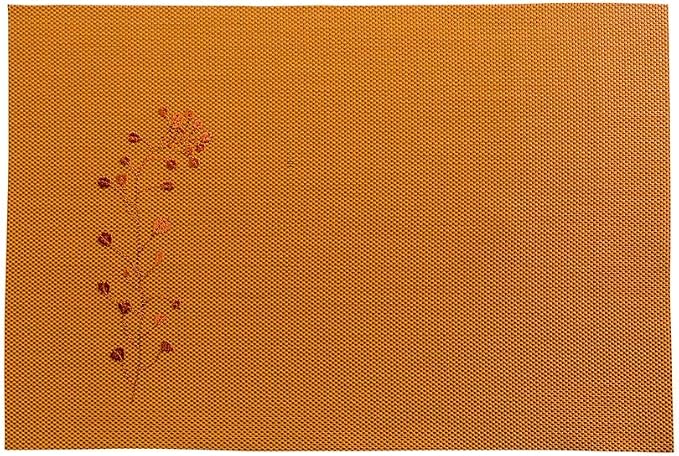 Restaurantware Carmel Mesh 16 x 12 Inch Table Placemats Set Of 6 Woven Washable Placemats - With Embroidered Blossoms No Stain Autumn Orange Kitchen Placemats Heat Tolerant Easy To Clean