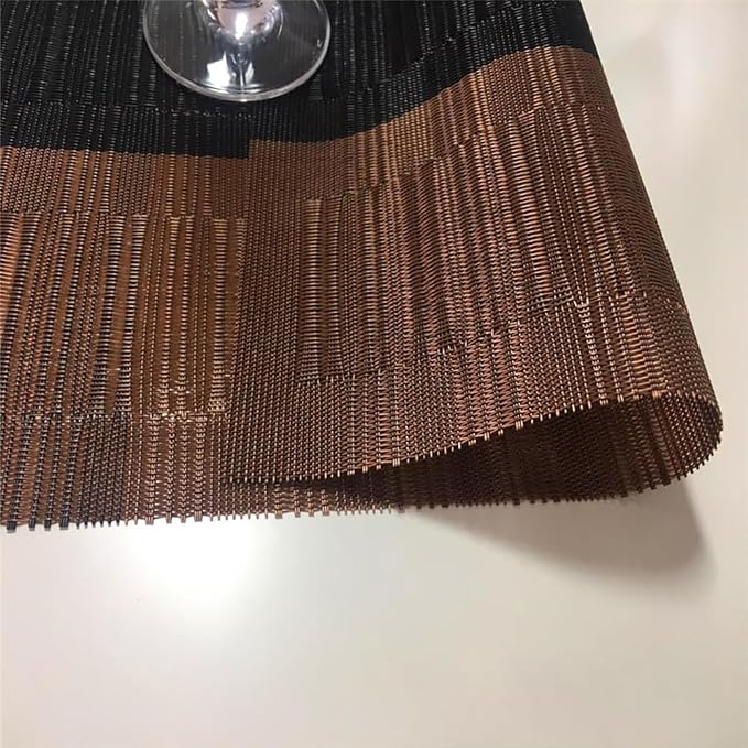 PIGCHCY Vinyl Placemats Set of 12 Washable Durable Kitchen Table Mats Easy to Clean Plastic Placemats for Dining Table (Brown)