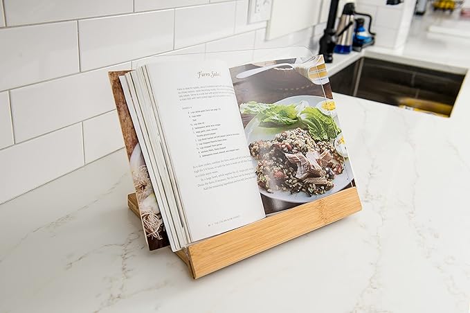 Lipper International 8815 Bamboo Wood and Acrylic Cookbook Holder, 12-1/2" x 9-1/4" x 6-3/4"