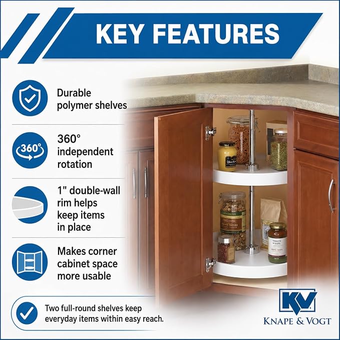 Knape & Vogt 28-In 2-Tier Full-Round Lazy Susan, White