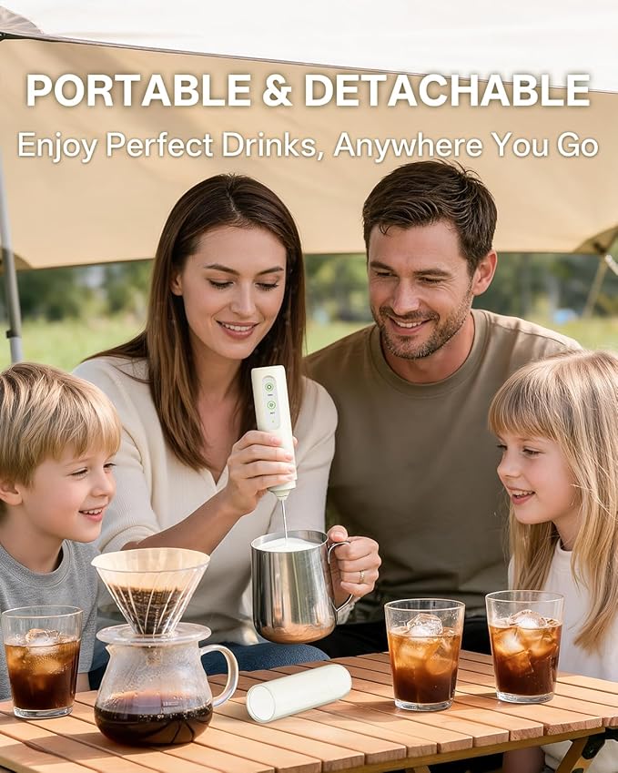 CIRCLE JOY Rechargeable 2-Speed Milk Frother with Dual Spring Whisk, Electric Coffee Frother Handheld, Portable Mixer Wand for Protein Powder Matcha Lattes Cappuccino, Home Kitchen Gifts