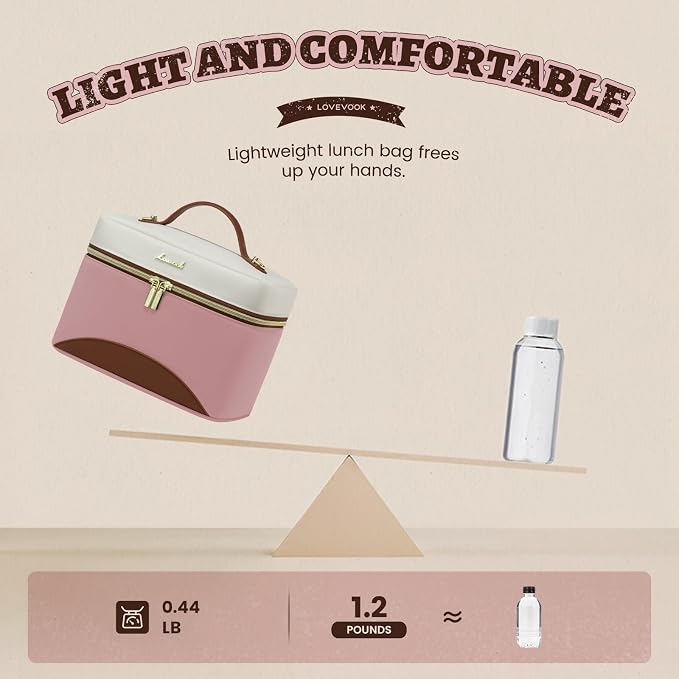 LOVEVOOK Lunch Box for Women,Large Adult Insulated Lunch Bag for Women,Leakproof Cooler Bag for Office Picnic Hiking Beach,Lunch Tote Bag with Adjustable Shoulder Strap