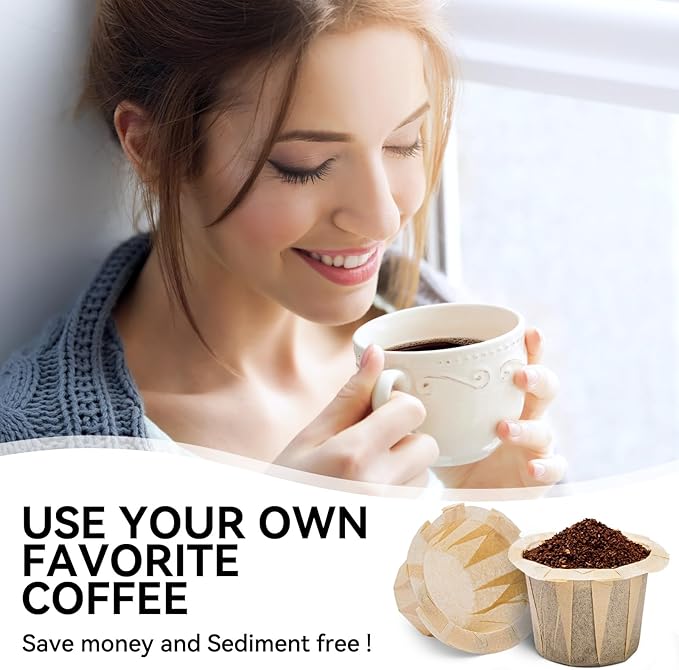100 Count Fanativita K Cup Coffee Filters Disposable for Keurig Single Cup, Compatible with All Reusable K Cups (Unbleached) (Pack of 2)