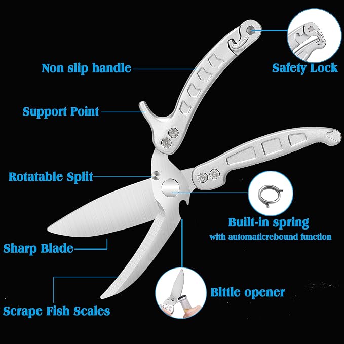 Poultry Shears Scissors Heavy Duty,Kitchen Shears,Multi-purpose Stainless Steel Kitchen Scissors for Christmas Turkey Food , Chicken,Fish,Meat,Separable easy to clean thoroughly,Dishwasher Safe.