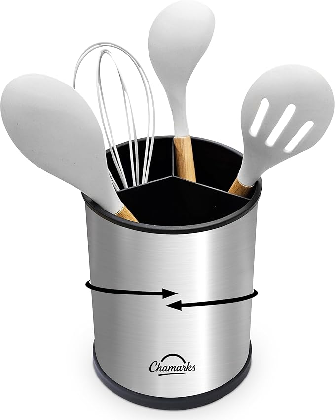 Kitchen Utensil Holder and Countertop Organizer. (Silver)